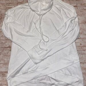 White Drawstring Cowl Neck Tunic Top Lightweight XL